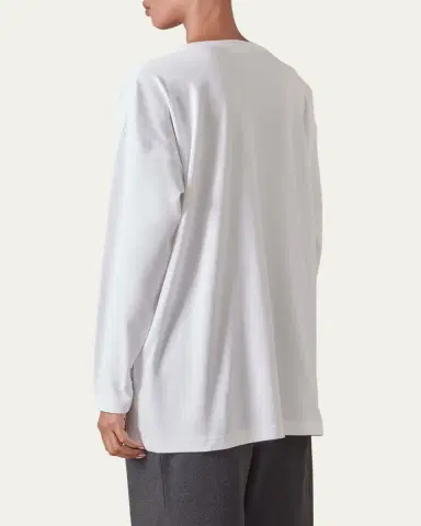 Eskandar Long-Sleeve Smaller Round-Neck Top (Long Length) | Thumbnail 3 Eskandar Long-Sleeve Smaller Round-Neck Top (Long Length) | Thumbnail 3