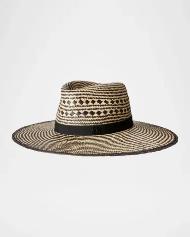 Maison Michel Charles Bicolor Straw Fedora Hat | Thumbnail 2