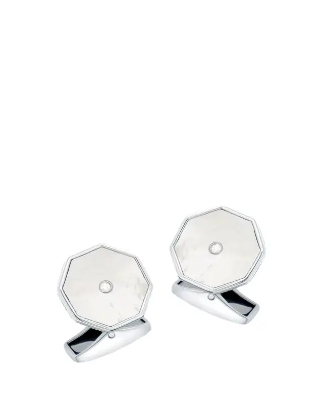 Men's Mother-Of-Pearl London Eye Cufflinks with Diamonds