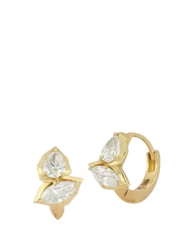 Jade Trau Poppy Huggie Earrings with Diamonds | Thumbnail 1 Jade Trau Poppy Huggie Earrings with Diamonds | Thumbnail 1