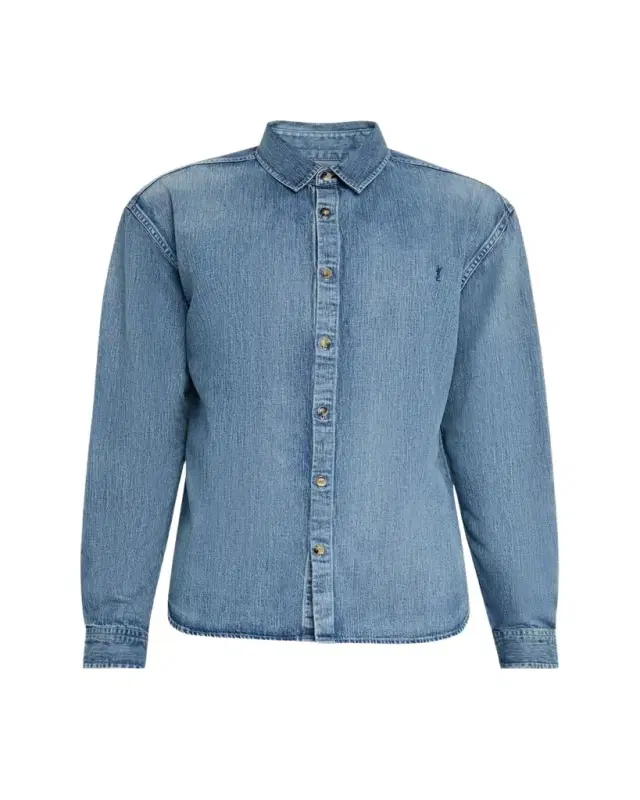 Saint Laurent Men's Cassandra Denim Button-Down Shirt
