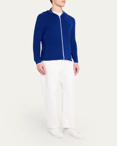 Bergdorf Goodman Men's Rib-Knit Hooded Zip Sweater | Thumbnail 2