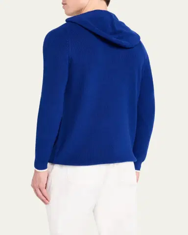Bergdorf Goodman Men's Rib-Knit Hooded Zip Sweater | Thumbnail 3
