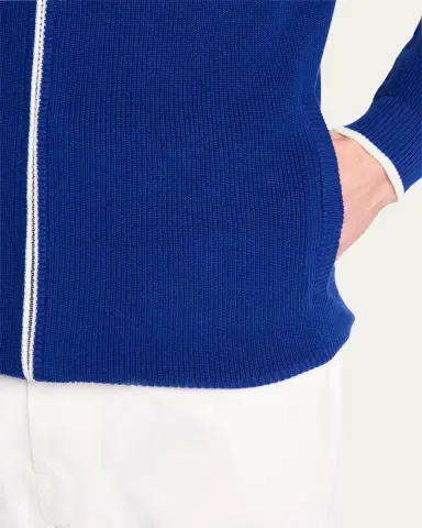 Bergdorf Goodman Men's Rib-Knit Hooded Zip Sweater | Thumbnail 5