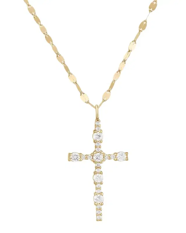 Lana Elevated Diamond Everyday Cross Necklace in 14K Yellow Gold, 18"L