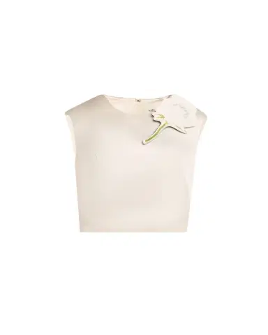 Marc Jacobs Runway Floral Brooch Cropped Silk Shell Top | Thumbnail 1 Marc Jacobs Runway Floral Brooch Cropped Silk Shell Top | Thumbnail 1