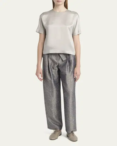Giorgio Armani Cupro Short-Sleeve Blouse | Thumbnail 2