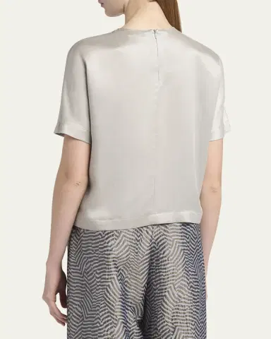 Giorgio Armani Cupro Short-Sleeve Blouse | Thumbnail 3