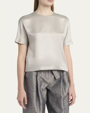 Giorgio Armani Cupro Short-Sleeve Blouse | Thumbnail 4