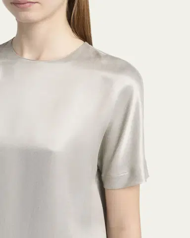 Giorgio Armani Cupro Short-Sleeve Blouse | Thumbnail 5