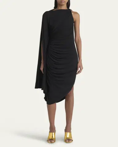 Bottega Veneta Frog Draped Matte Viscose Jersey Cape Dress | Thumbnail 6 Bottega Veneta Frog Draped Matte Viscose Jersey Cape Dress | Thumbnail 6
