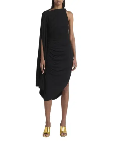Bottega Veneta Frog Draped Matte Viscose Jersey Cape Dress | Thumbnail 1 Bottega Veneta Frog Draped Matte Viscose Jersey Cape Dress | Thumbnail 1