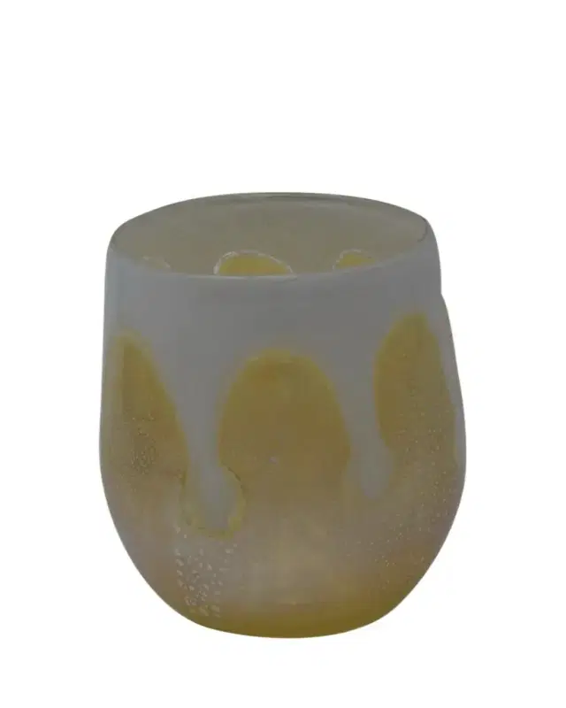 4 GLASS MURANO Goccia White Drinking Glass, 10 oz.