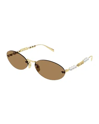 Gucci Rimless Metal Oval Sunglasses with Faux Pearls | Thumbnail 1 Gucci Rimless Metal Oval Sunglasses with Faux Pearls | Thumbnail 1