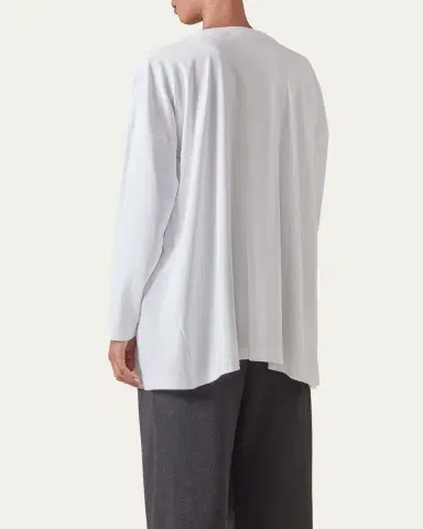 Eskandar Side-Paneled V-Neck T-Shirt (Long Length) | Thumbnail 9
