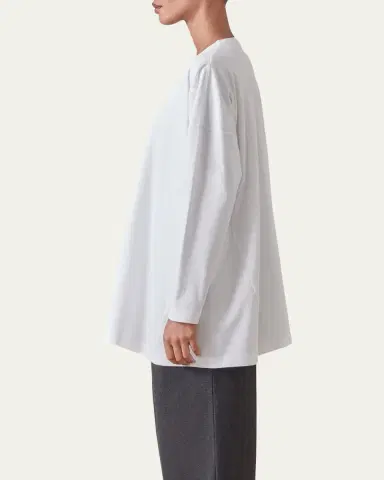 Eskandar Side-Paneled V-Neck T-Shirt (Long Length) | Thumbnail 10