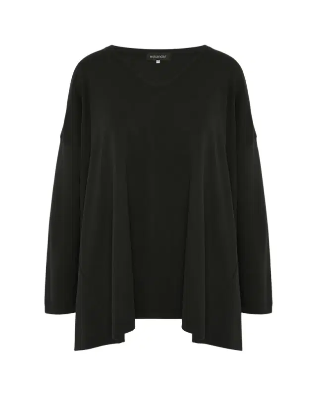 Eskandar Side-Paneled V-Neck T-Shirt (Long Length)