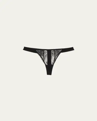 Livy Midnight Kiss Lace & Microfiber Tanga | Thumbnail 2