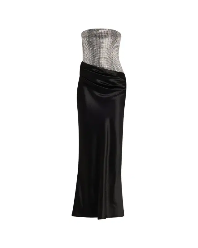 Retrofete Alexandra Strapless Sequin Draped Dress