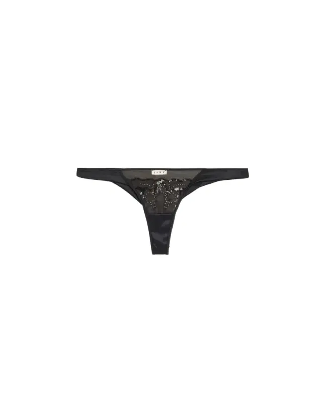 Paradis Bead-Embroidered Silk Satin Tanga