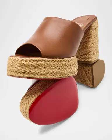 Christian Louboutin 85mm Calakala Leather Espadrille Mules | Thumbnail 4 Christian Louboutin 85mm Calakala Leather Espadrille Mules | Thumbnail 4