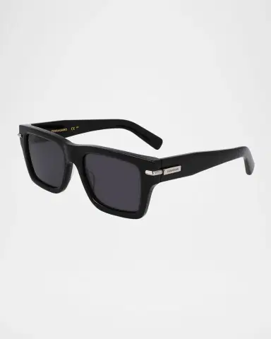 Ferragamo Men's Prisma Modified Acetate Rectangle Sunglasses | Thumbnail 3 Ferragamo Men's Prisma Modified Acetate Rectangle Sunglasses | Thumbnail 3
