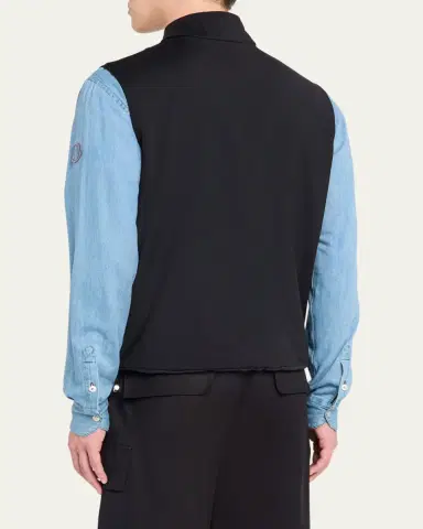 Moncler Men's Full-Zip Leather-Emblem Vest | Thumbnail 3 Moncler Men's Full-Zip Leather-Emblem Vest | Thumbnail 3