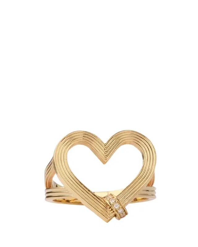 Fluted Heart Diamond Rondelle Ring