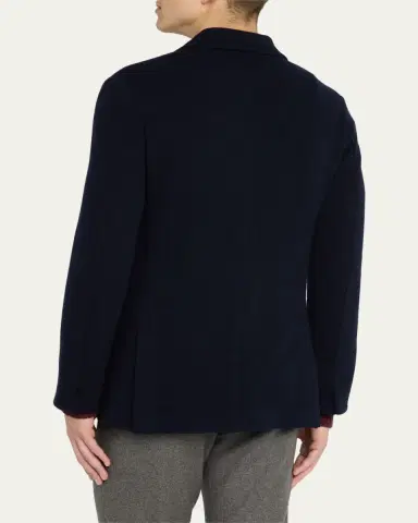 Anderson & Sheppard Men's Double-Breasted Knit Blazer | Thumbnail 3