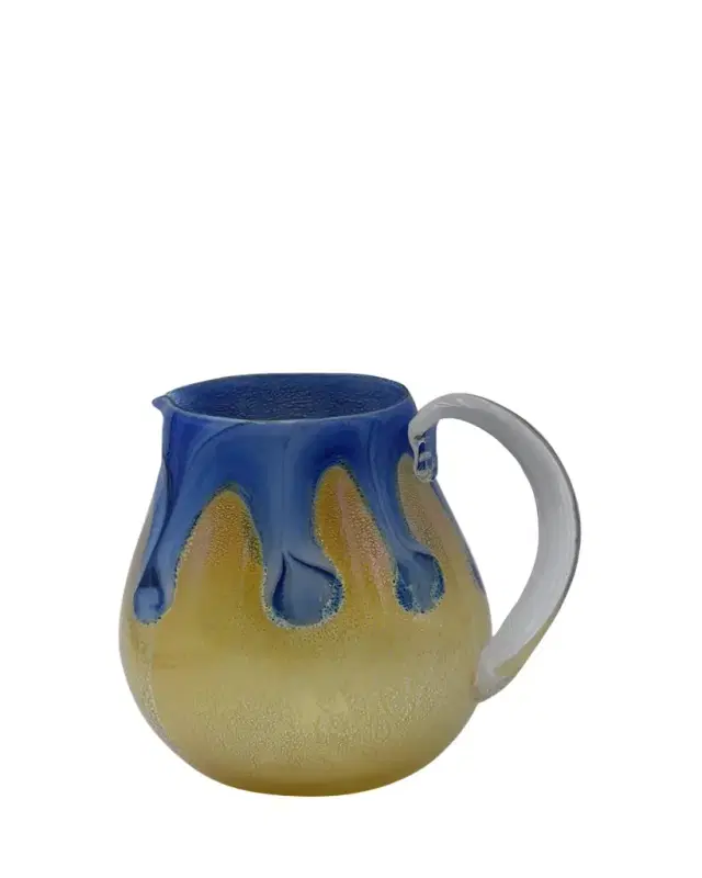 4 GLASS MURANO Goccia Cobalt Blue Pitcher with Handle, 50 oz.