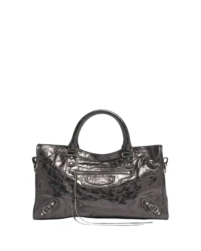 Balenciaga Le City Medium Metallic Leather Tote Bag