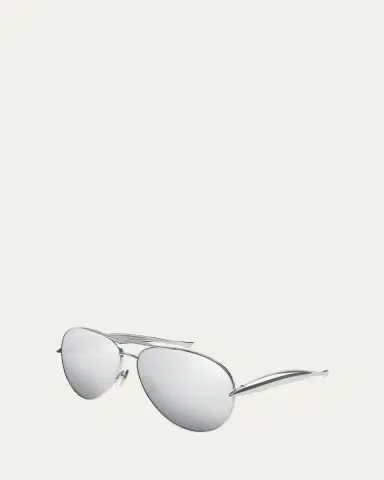 Bottega Veneta Curved Metal Aviator Sunglasses | Thumbnail 5 Bottega Veneta Curved Metal Aviator Sunglasses | Thumbnail 5