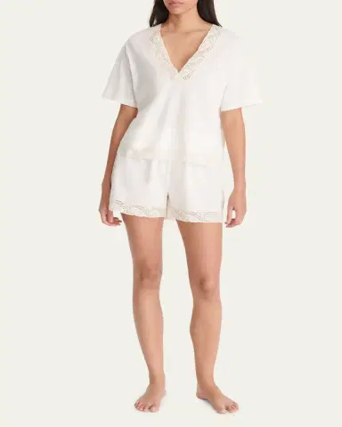 Eres Mineral Lace-Trim Cotton Shorts | Thumbnail 3