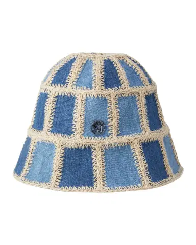 Maison Michel Pablo Denim Patchwork Crochet Bucket Hat | Thumbnail 1