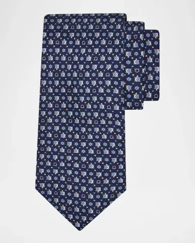 Ferragamo Men's Gancini Micro-Turtle Silk Tie | Thumbnail 2