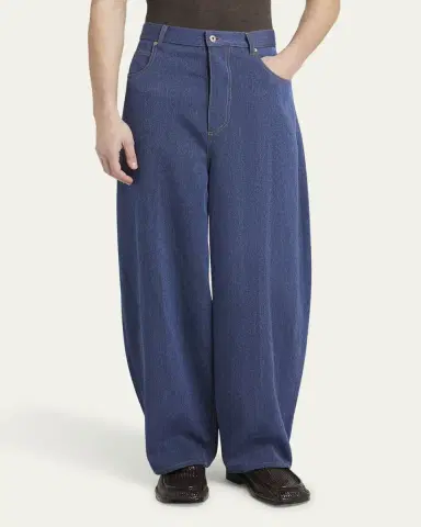 Bottega Veneta Men's Wide-Leg Drill Trousers | Thumbnail 8