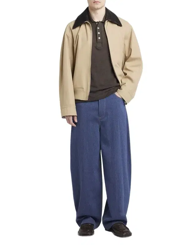 Bottega Veneta Men's Wide-Leg Drill Trousers