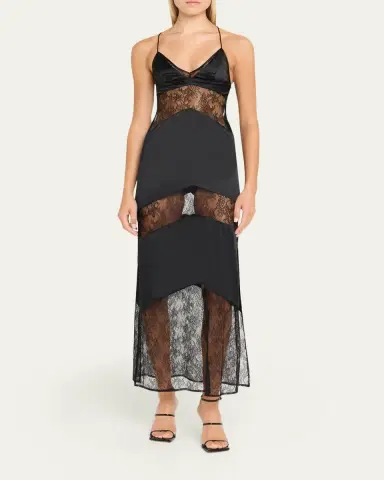Livy Sully Floral Lace & Silk Satin Maxi Dress | Thumbnail 2 Livy Sully Floral Lace & Silk Satin Maxi Dress | Thumbnail 2