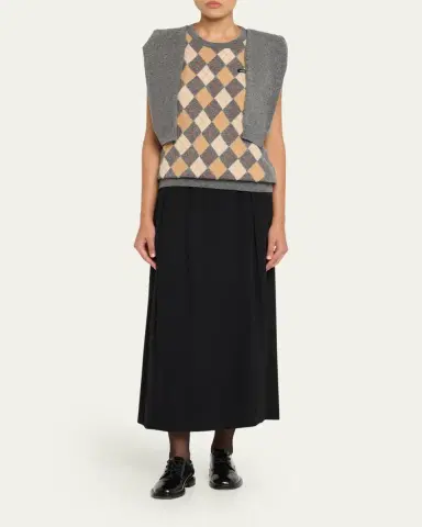 HODAKOVA Argyle Knitted Draped-Sleeve Sweater Vest | Thumbnail 2 HODAKOVA Argyle Knitted Draped-Sleeve Sweater Vest | Thumbnail 2
