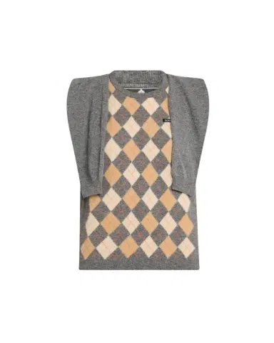 HODAKOVA Argyle Knitted Draped-Sleeve Sweater Vest | Thumbnail 1 HODAKOVA Argyle Knitted Draped-Sleeve Sweater Vest | Thumbnail 1