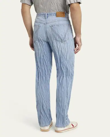 Bottega Veneta Men's Crinkled Straight-Leg Jeans | Thumbnail 3