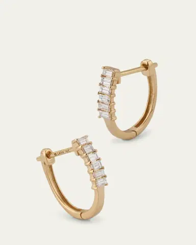 Lana 14K Yellow Gold Mini Baguette Diamond Huggie Earrings | Thumbnail 3