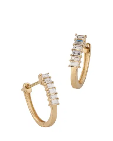 Lana 14K Yellow Gold Mini Baguette Diamond Huggie Earrings | Thumbnail 1