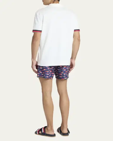 Moncler Men's Striped-Trim Pique Polo Shirt | Thumbnail 3