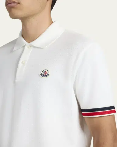 Moncler Men's Striped-Trim Pique Polo Shirt | Thumbnail 5