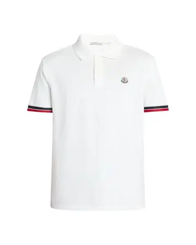 Moncler Men's Striped-Trim Pique Polo Shirt | Thumbnail 1