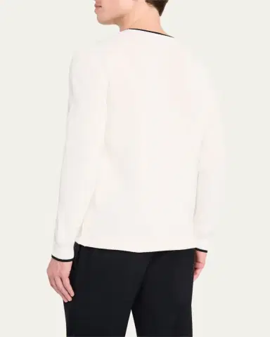 Bergdorf Goodman Men's Tipped Silk-Cotton Rib Sweater | Thumbnail 3