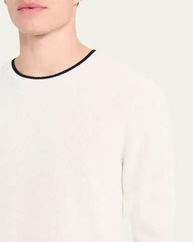 Bergdorf Goodman Men's Tipped Silk-Cotton Rib Sweater | Thumbnail 5