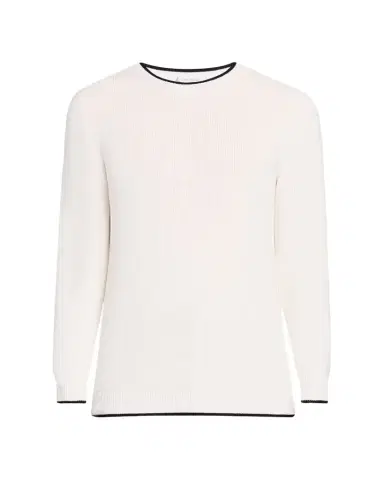 Bergdorf Goodman Men's Tipped Silk-Cotton Rib Sweater | Thumbnail 1