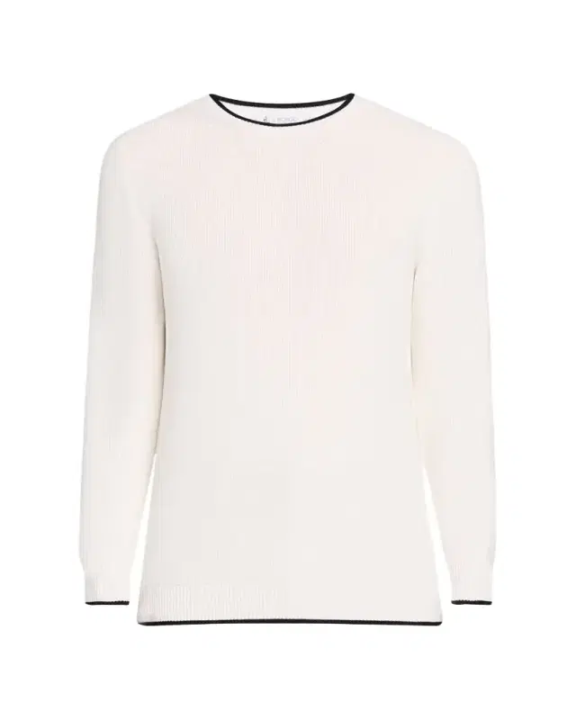 Men's Tipped Silk-Cotton Rib Sweater
